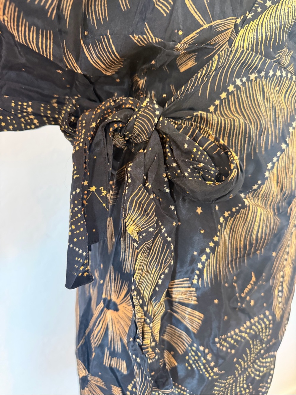 FARM Rio Black Golden Foliage Mini Dress. Size medium - Picture 6 of 10